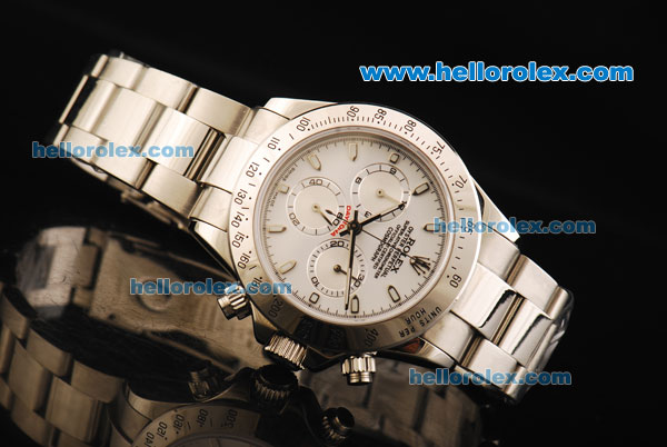 Rolex Daytona Oyster Perpetual Chronograph Swiss Valjoux 7750 Automatic Movement Full Steel with White Dial - Click Image to Close